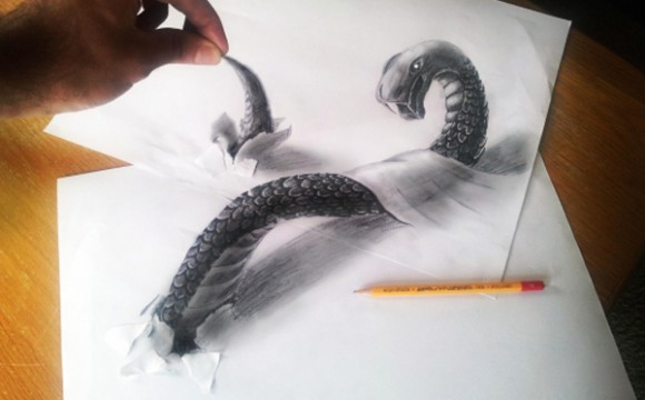 ภาพวาด 3 มิติด้วยดินสอสวยสมจริง